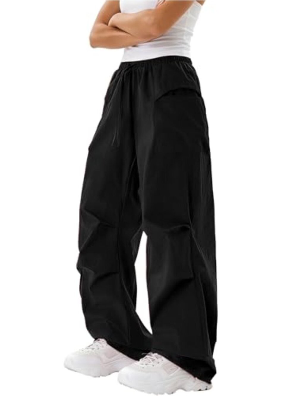 Women's Cargo Pants Quick-Dry Hiking Drawstring Elastic Waist Baggy Parachute